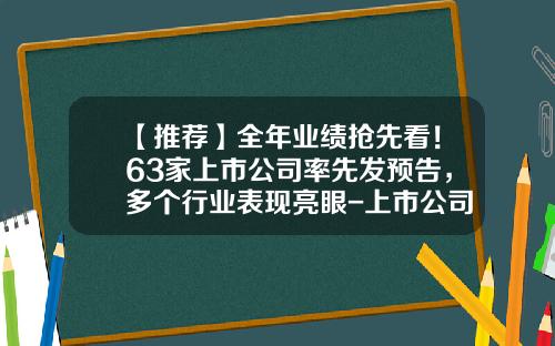 【推荐】全年业绩抢先看！63家上市公司率先发预告，多个行业表现亮眼-上市公司业绩预告