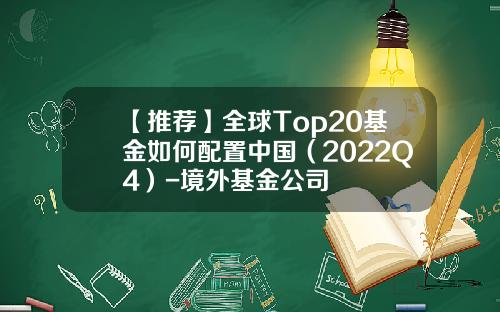 【推荐】全球Top20基金如何配置中国（2022Q4）-境外基金公司