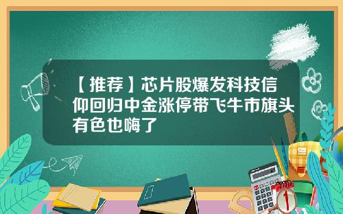 【推荐】芯片股爆发科技信仰回归中金涨停带飞牛市旗头有色也嗨了