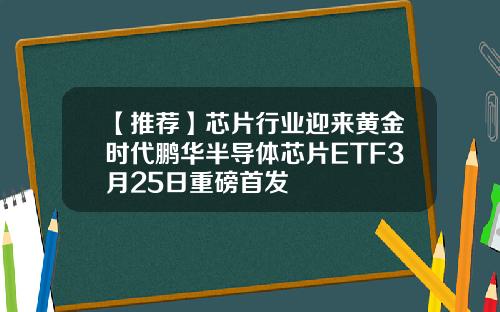 【推荐】芯片行业迎来黄金时代鹏华半导体芯片ETF3月25日重磅首发