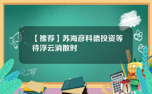 【推荐】苏海彦科德投资等待浮云消散时