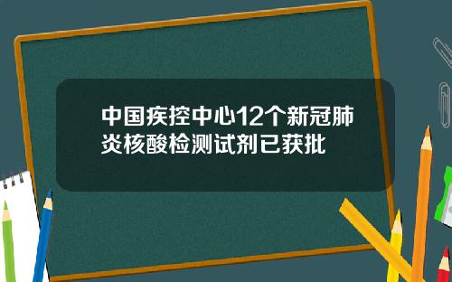 中国疾控中心12个新冠肺炎核酸检测试剂已获批