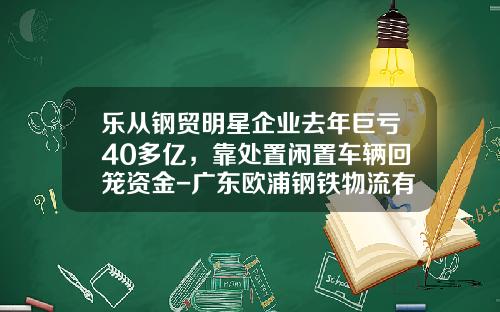 乐从钢贸明星企业去年巨亏40多亿，靠处置闲置车辆回笼资金-广东欧浦钢铁物流有限公司【新闻】