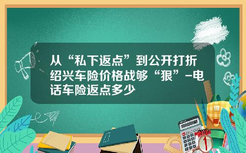 从“私下返点”到公开打折绍兴车险价格战够“狠”-电话车险返点多少