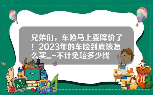 兄弟们，车险马上要降价了！2023年的车险到底该怎么买...-不计免赔多少钱一年