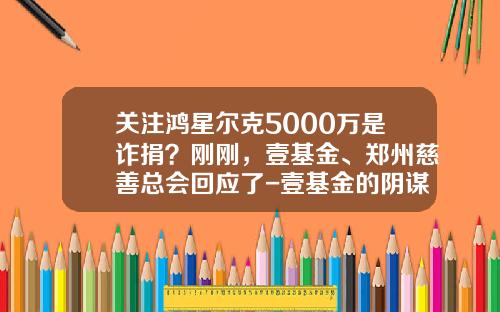 关注鸿星尔克5000万是诈捐？刚刚，壹基金、郑州慈善总会回应了-壹基金的阴谋