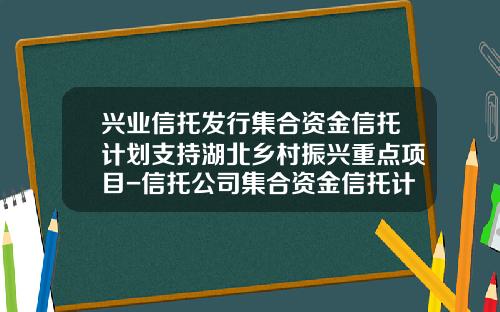 兴业信托发行集合资金信托计划支持湖北乡村振兴重点项目-信托公司集合资金信托计划