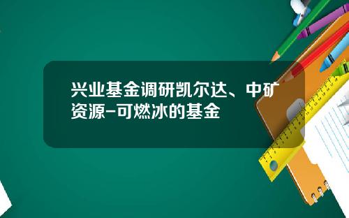 兴业基金调研凯尔达、中矿资源-可燃冰的基金