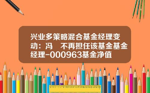 兴业多策略混合基金经理变动：冯烜不再担任该基金基金经理-000963基金净值查询