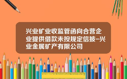 兴业矿业收监管函向合营企业提供借款未按规定信披-兴业金属矿产有限公司