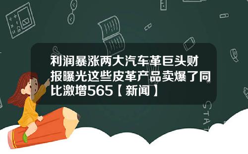 利润暴涨两大汽车革巨头财报曝光这些皮革产品卖爆了同比激增565【新闻】