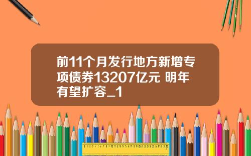 前11个月发行地方新增专项债券13207亿元 明年有望扩容_1