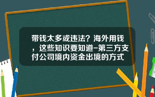 带钱太多或违法？海外用钱，这些知识要知道-第三方支付公司境内资金出境的方式