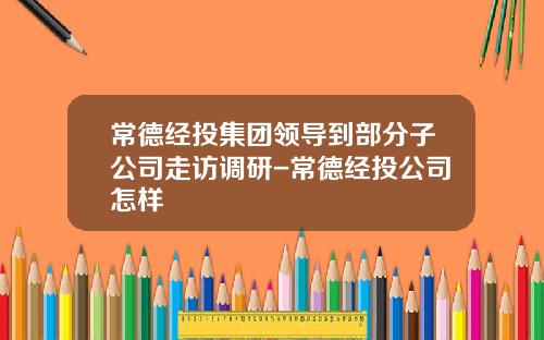 常德经投集团领导到部分子公司走访调研-常德经投公司怎样