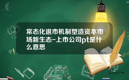 常态化退市机制塑造资本市场新生态-上市公司pt是什么意思