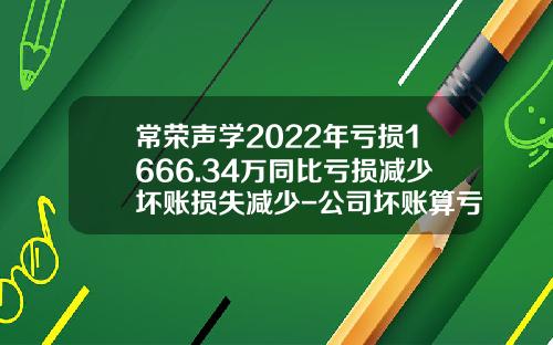 常荣声学2022年亏损1666.34万同比亏损减少坏账损失减少-公司坏账算亏损吗
