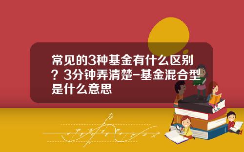 常见的3种基金有什么区别？3分钟弄清楚-基金混合型是什么意思