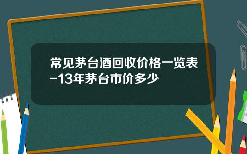 常见茅台酒回收价格一览表-13年茅台市价多少