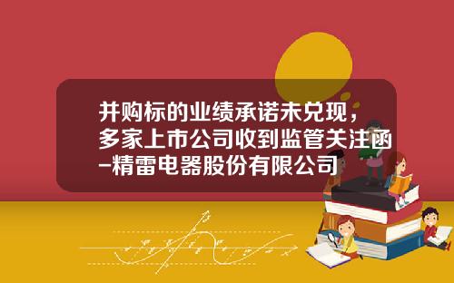 并购标的业绩承诺未兑现，多家上市公司收到监管关注函-精雷电器股份有限公司