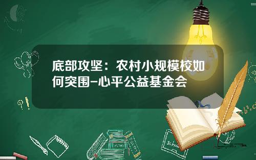 底部攻坚：农村小规模校如何突围-心平公益基金会