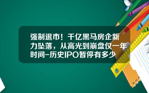 强制退市！千亿黑马房企新力坠落，从高光到崩盘仅一年时间-历史IPO暂停有多少排队企业退出