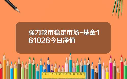 强力救市稳定市场-基金161026今日净值