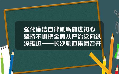 强化廉洁自律砥砺前进初心坚持不懈把全面从严治党向纵深推进——长沙轨道集团召开2022年党风廉政建设暨反腐败工作大会-长沙市轨道交通集团有限公司监察审计部部长
