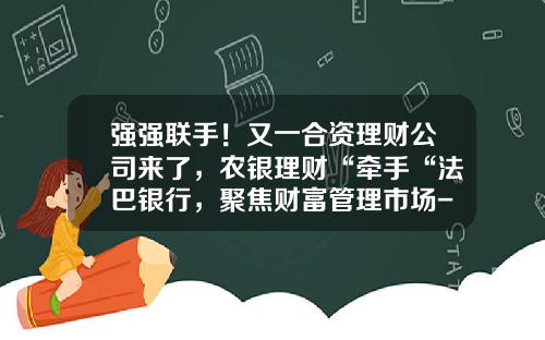 强强联手！又一合资理财公司来了，农银理财“牵手“法巴银行，聚焦财富管理市场-农行下属子公司
