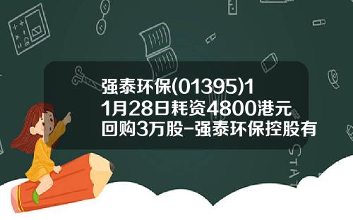 强泰环保(01395)11月28日耗资4800港元回购3万股-强泰环保控股有限公司