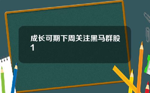 成长可期下周关注黑马群股1