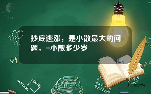 抄底逃涨，是小散最大的问题。-小散多少岁