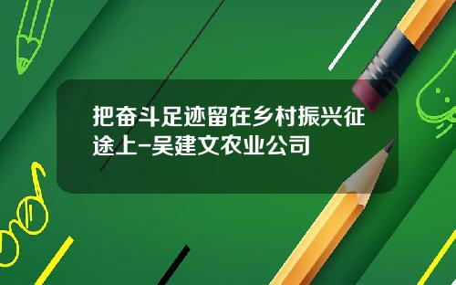 把奋斗足迹留在乡村振兴征途上-吴建文农业公司