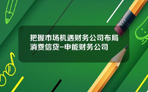 把握市场机遇财务公司布局消费信贷-申能财务公司