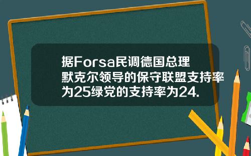 据Forsa民调德国总理默克尔领导的保守联盟支持率为25绿党的支持率为24.