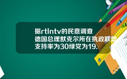 据rtlntv的民意调查德国总理默克尔所在执政联盟支持率为30绿党为19.