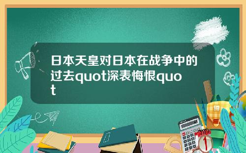 日本天皇对日本在战争中的过去quot深表悔恨quot