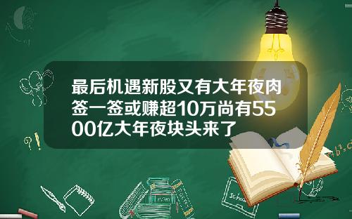 最后机遇新股又有大年夜肉签一签或赚超10万尚有5500亿大年夜块头来了