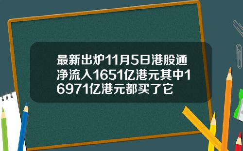 最新出炉11月5日港股通净流入1651亿港元其中16971亿港元都买了它