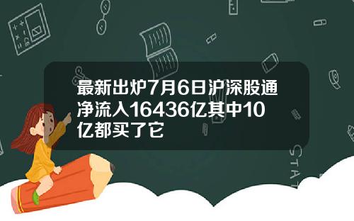 最新出炉7月6日沪深股通净流入16436亿其中10亿都买了它