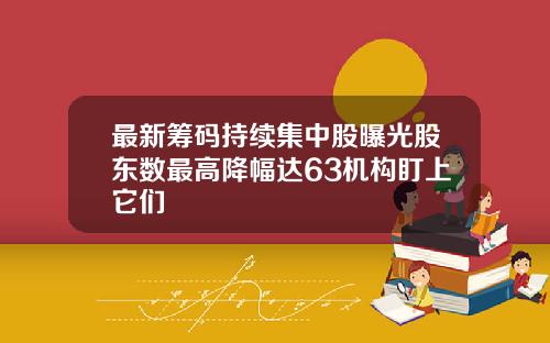 最新筹码持续集中股曝光股东数最高降幅达63机构盯上它们