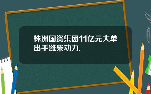 株洲国资集团11亿元大单出手潍柴动力.