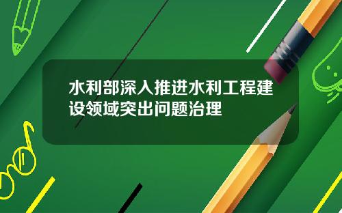 水利部深入推进水利工程建设领域突出问题治理