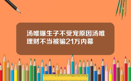 汤唯曝生子不受宠原因汤唯理财不当被骗21万内幕