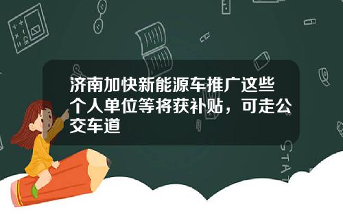 济南加快新能源车推广这些个人单位等将获补贴，可走公交车道