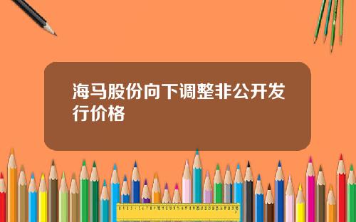 海马股份向下调整非公开发行价格