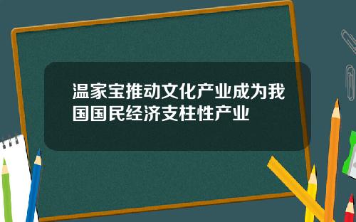 温家宝推动文化产业成为我国国民经济支柱性产业