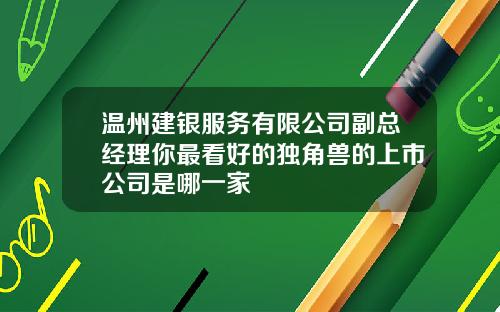 温州建银服务有限公司副总经理你最看好的独角兽的上市公司是哪一家