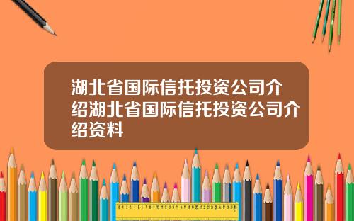湖北省国际信托投资公司介绍湖北省国际信托投资公司介绍资料