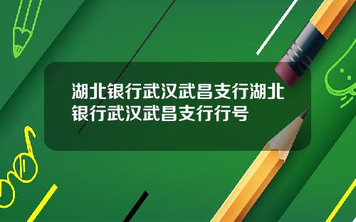 湖北银行武汉武昌支行湖北银行武汉武昌支行行号