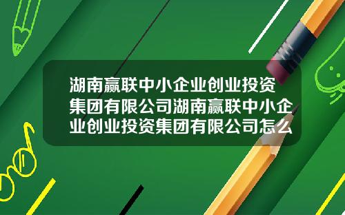 湖南赢联中小企业创业投资集团有限公司湖南赢联中小企业创业投资集团有限公司怎么样